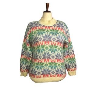 Lady puritan vintage 1980 Colorful Geometric Pattern Women Sweater